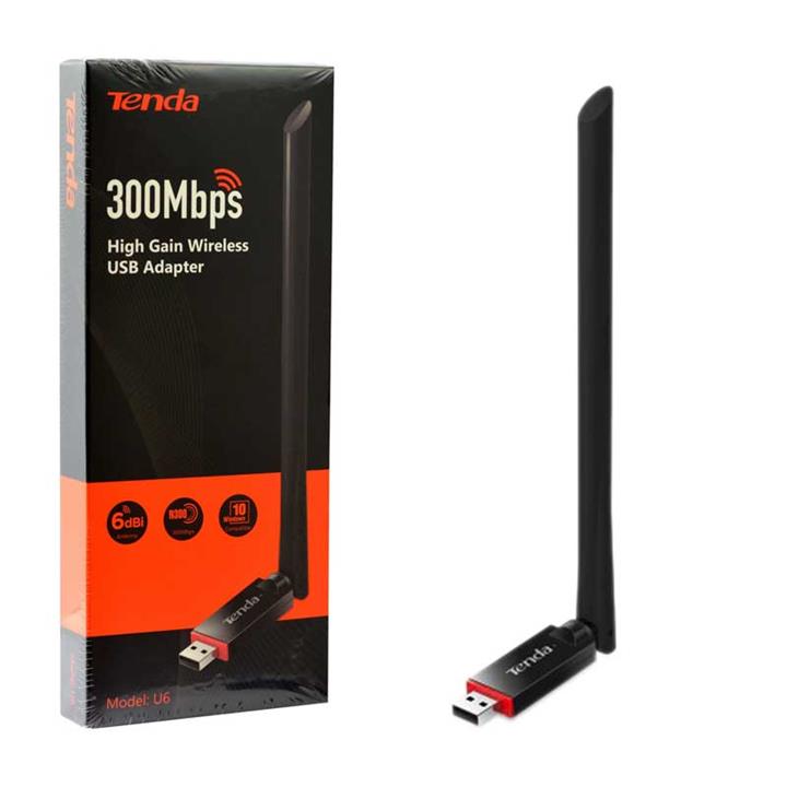 کارت شبکه یو اس بی بیسیم تندا مدل یو 6 Tenda U6 Wireless N300 High Gain USB Adapter